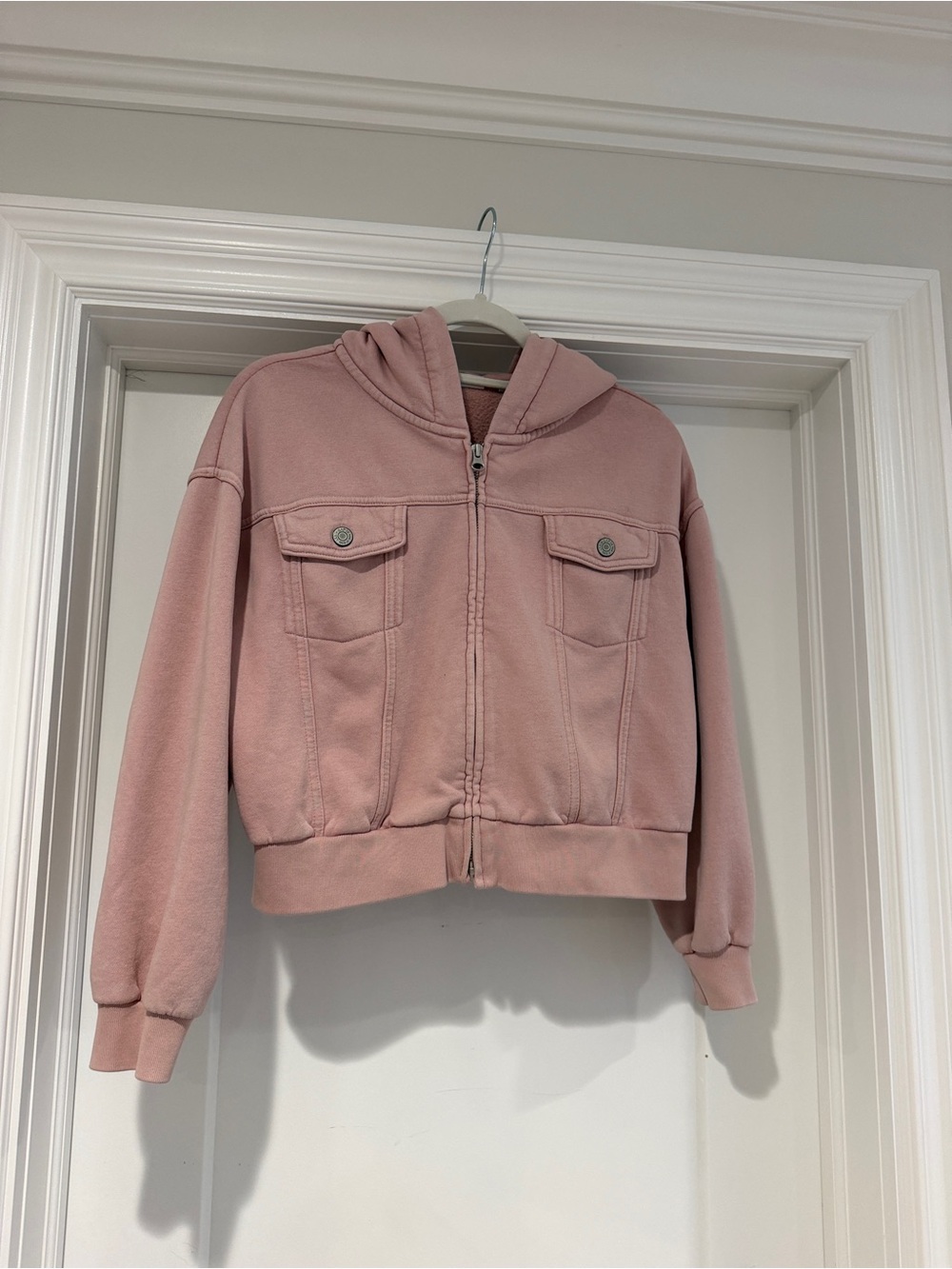 GAP Girls Hooded Zip Jacket in Dusty Pink
